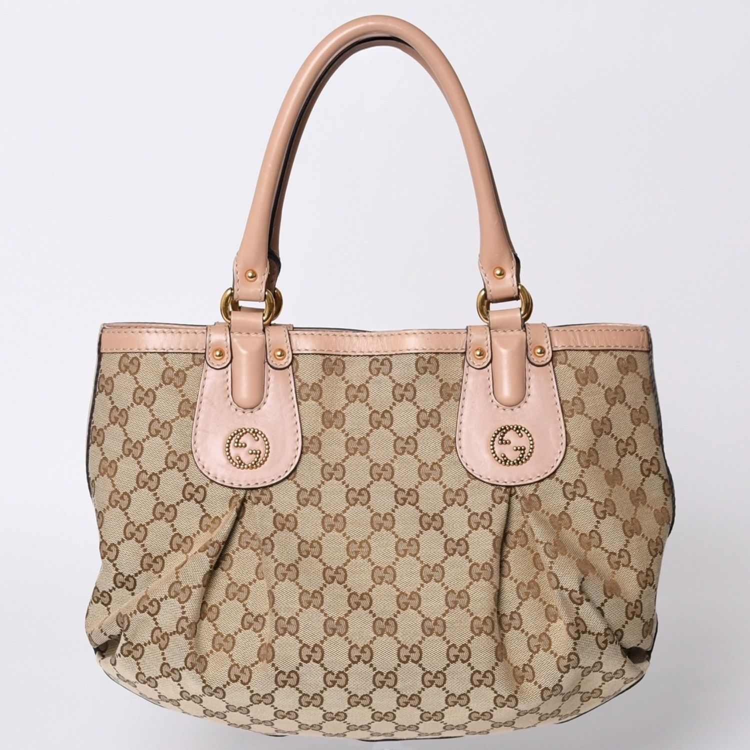 グッチ 162900 ハンドバッグ ベージュ×エボニー  GUCCI 肩掛けバッグ GGキャンバス GUCCI（グッチ） 162900 GGキャンバスハンドバッグ ベージュ系
