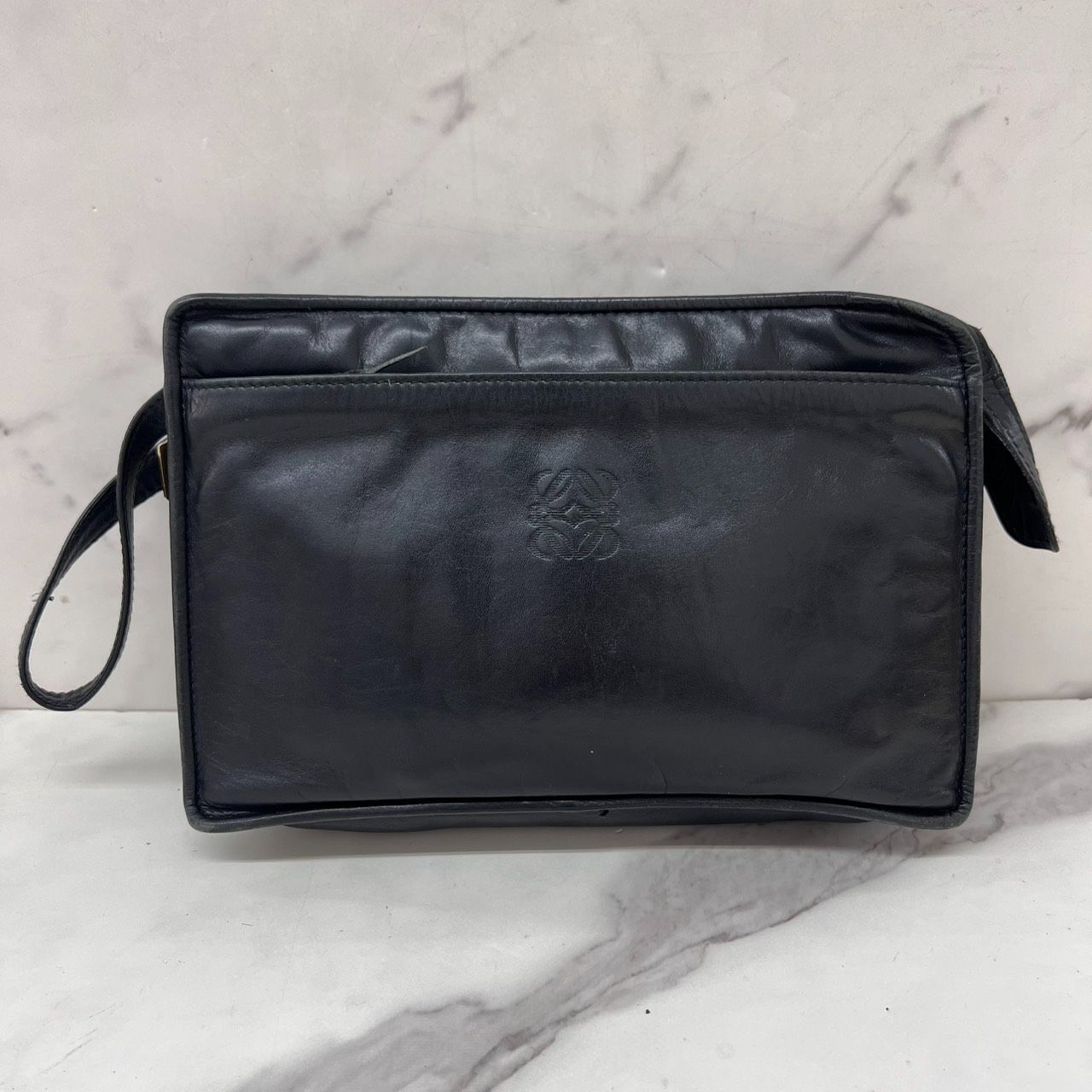 LOEWE ロエベ アナグラム レザー ポーチ クラッチバッグ ブラック