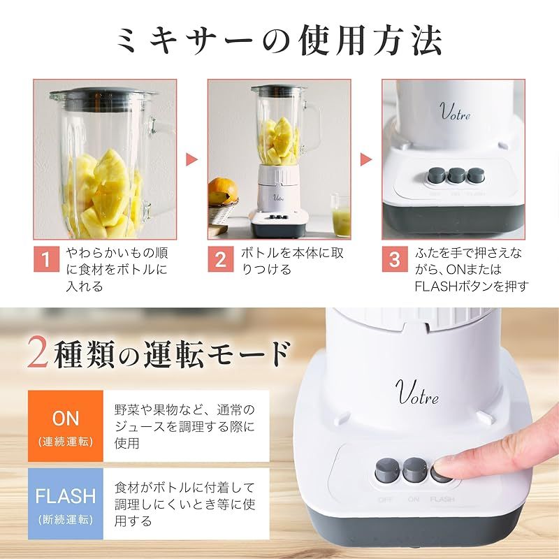 [山善] ジューサー 氷も砕ける ジュースミキサー 1000ml 野菜 果物 p 山善(YAMAZEN)ジューサー1000mlホワイト