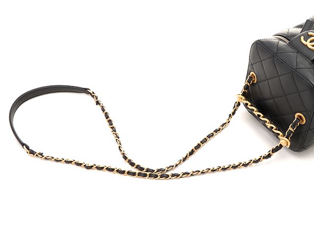 CHANEL シャネル バッグ マトラッセ 2way横型バニティ ブラック/GP レザー ﾊﾞｯｸﾞ ショルダーバッグ
 レザー ブラック レディース【中古】【436】 CHANEL シャネル バッグ マトラッセ 2way横型バニティ ブラック/GP