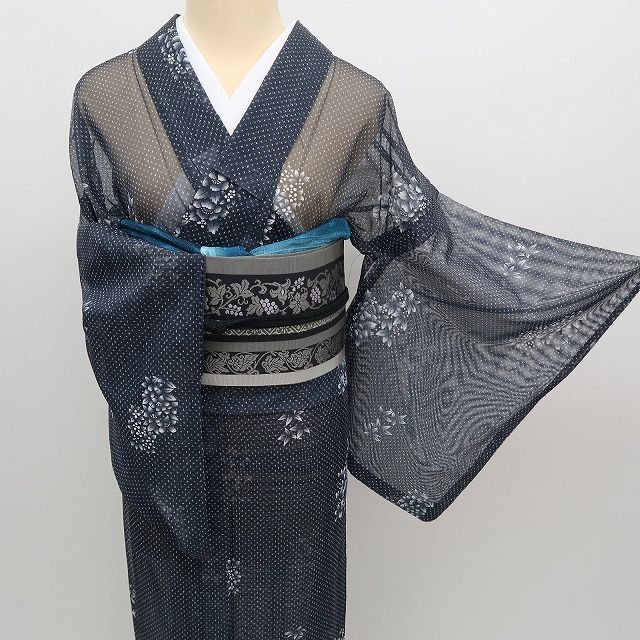 ✾まめ藤✾m1250＊美品 洗える夏着物 紗 牡丹 小紋 - メルカリ