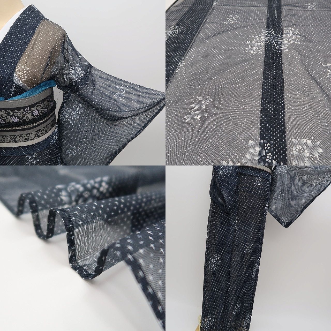 ✾まめ藤✾m1250＊美品 洗える夏着物 紗 牡丹 小紋 - メルカリ