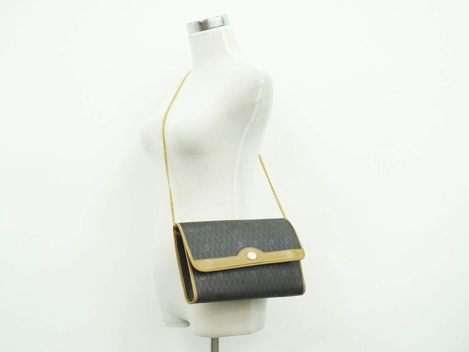 本物 クリスチャン ディオール Christian Dior ハニカム柄 チェーン