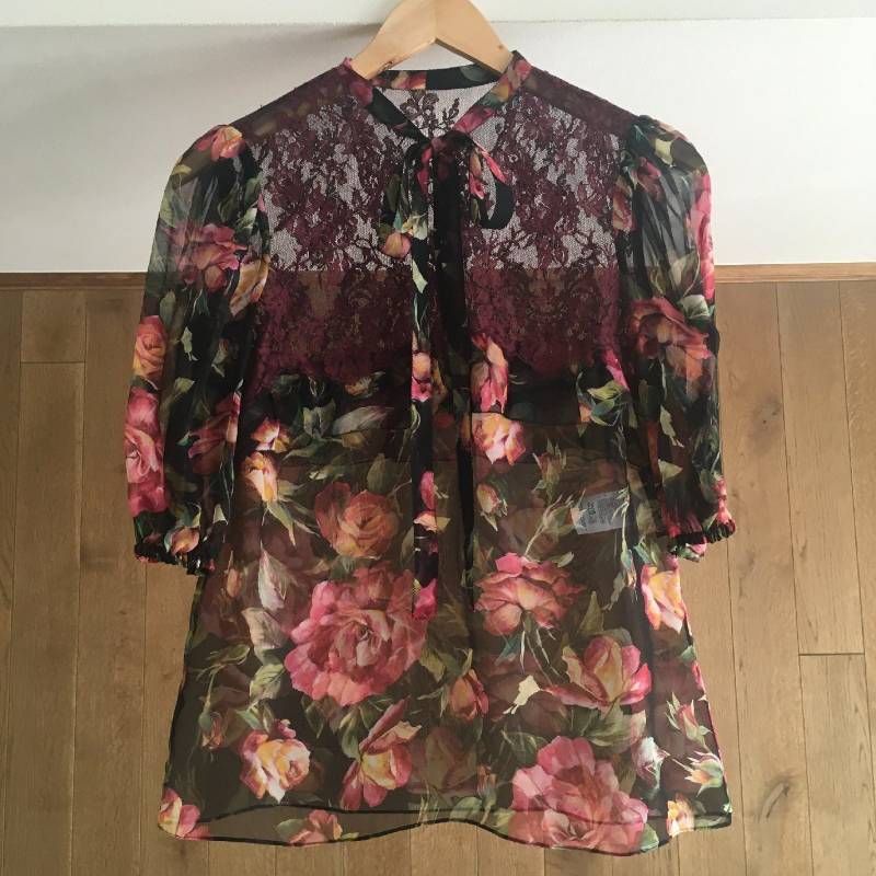【オスカル】 ドルチェ&ガッバーナ 花柄 シフォンブラウス 極美品 DOLCE & GABBANA ドルチェ＆ガッバーナ シルク シフォン