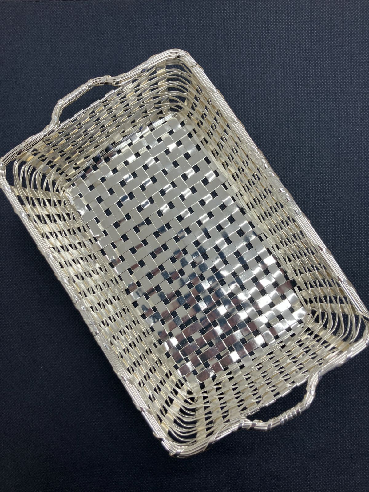 極美品】銀座 和光 WAKO 銀仕上げ バスケット シルバー トレー