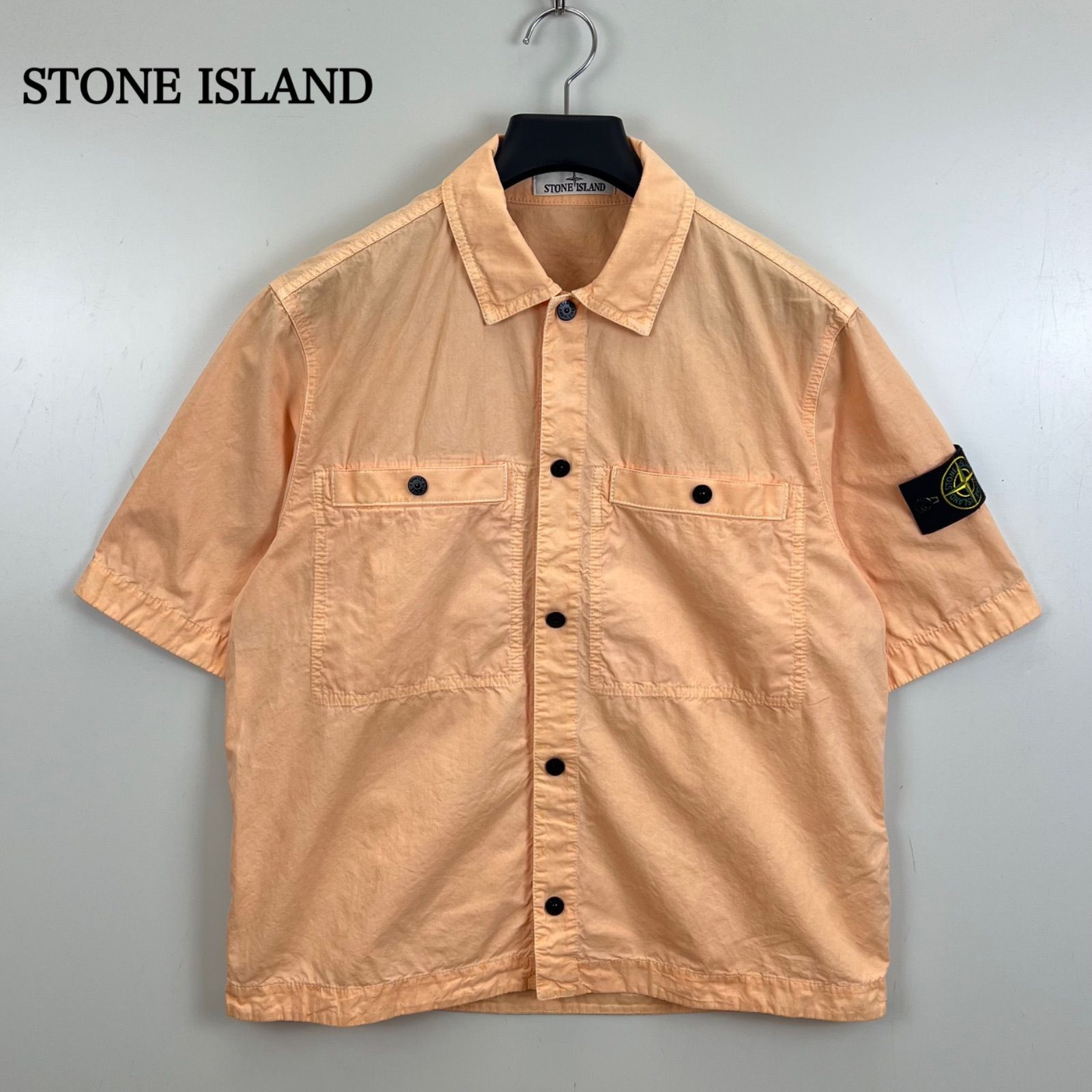ストーンアイランド ワッペンロゴ入り 半袖ポロシャツ スリム STONE ISLAND BRUSHED ORGANIC COTTON S/S shirts S K1S151200029
