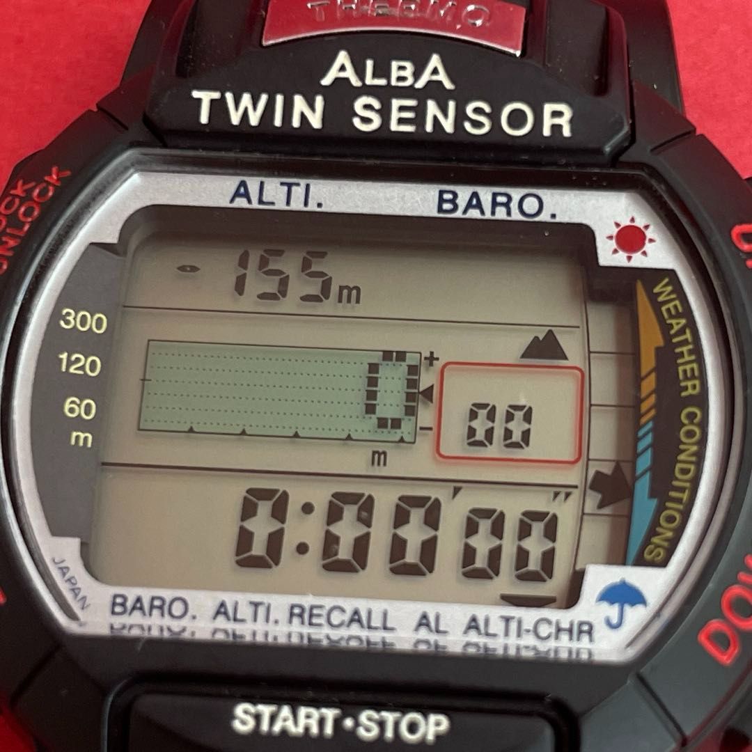 ALBA デプスセンサー W760-4A00 稼働中 ALBA ツインセンサー W750-4A00 フェイスのみ 気圧計/高度計/温度計 QZ