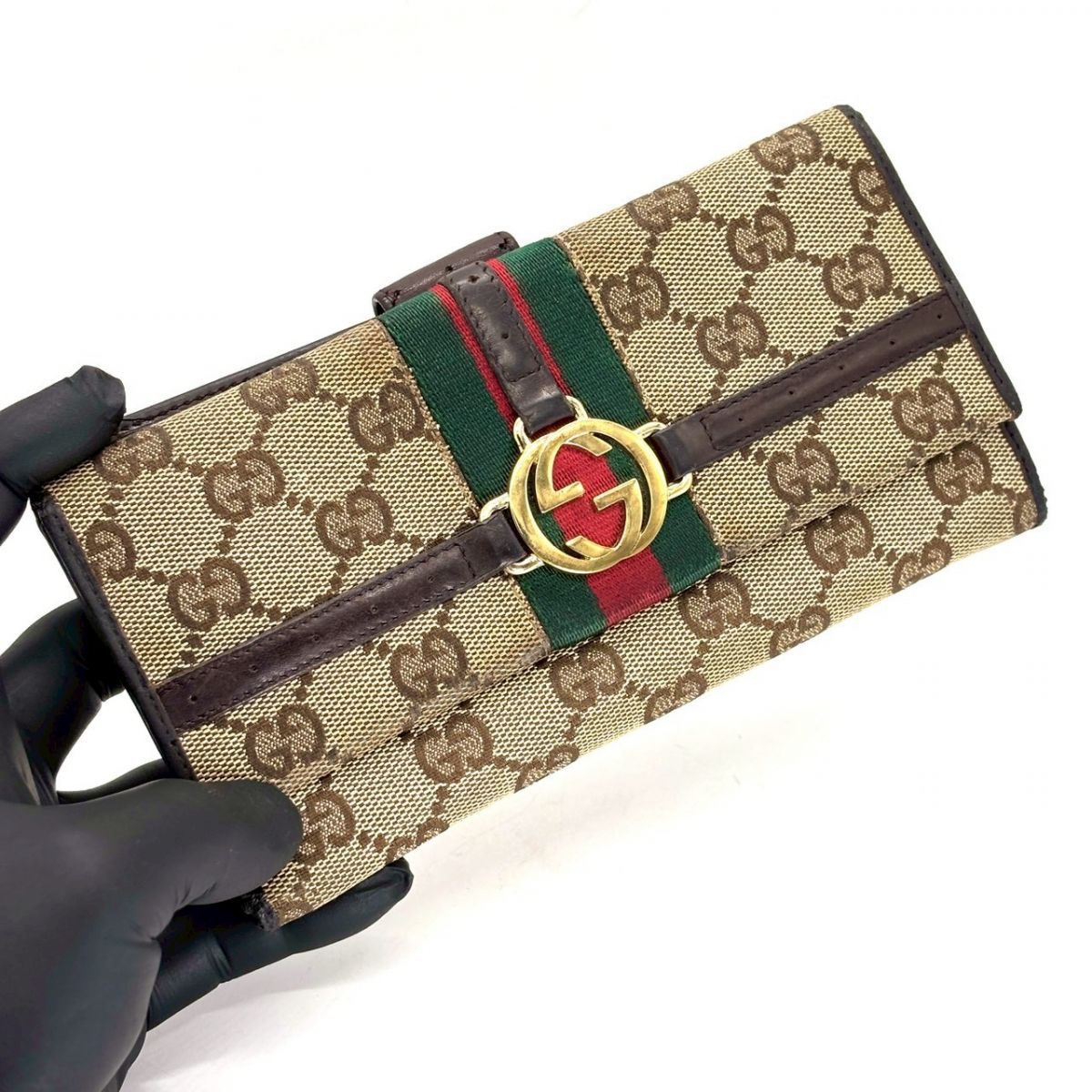 時代を越える気品】 GUCCI 長財布 GGキャンバス インターロッキング