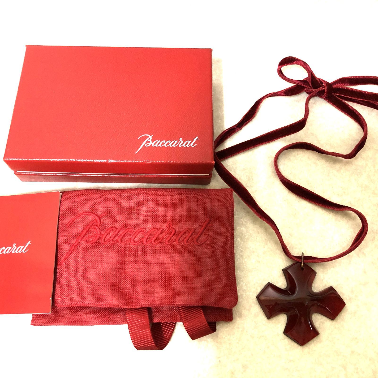 D89 Baccarat バカラ レッドクリスタル クロスネックレス 赤 263090541 