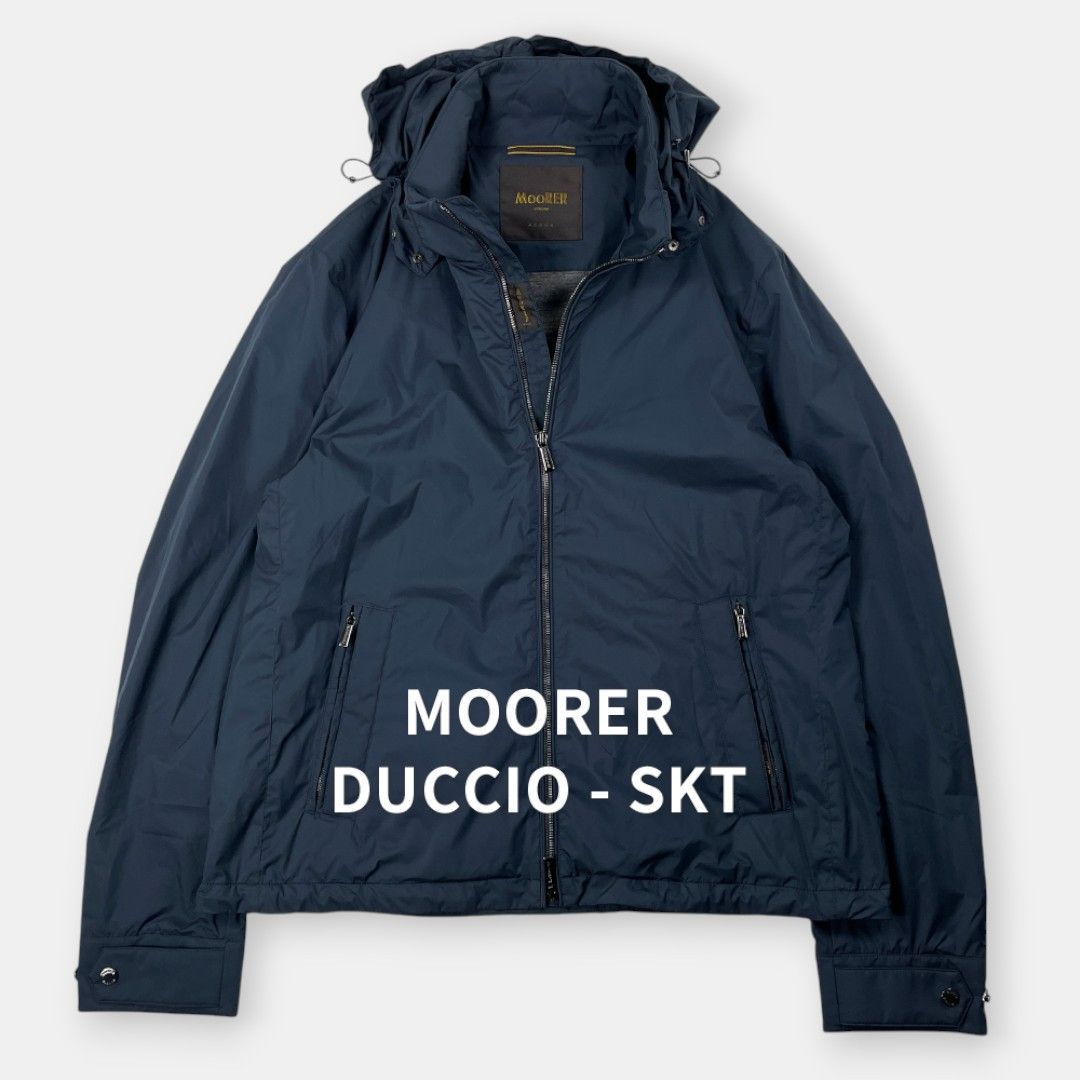 美品 MOORER DUCCIO - SKT ムーレー ドゥッチオ スタンドカラー ダブルジップ パーカー 紺 ネイビー系 52 / J&NREUSE メンズ アウター