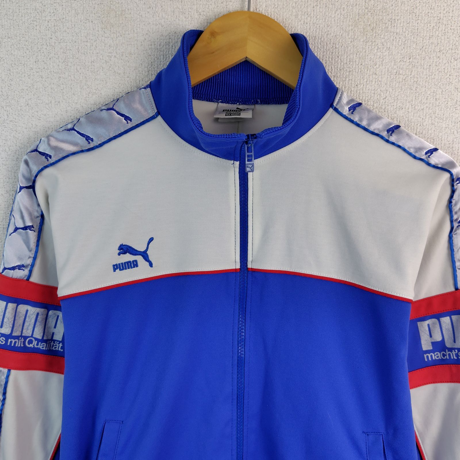 90s PUMA プーマ トラックジャケット ロゴプリント ブルー ホワイト 