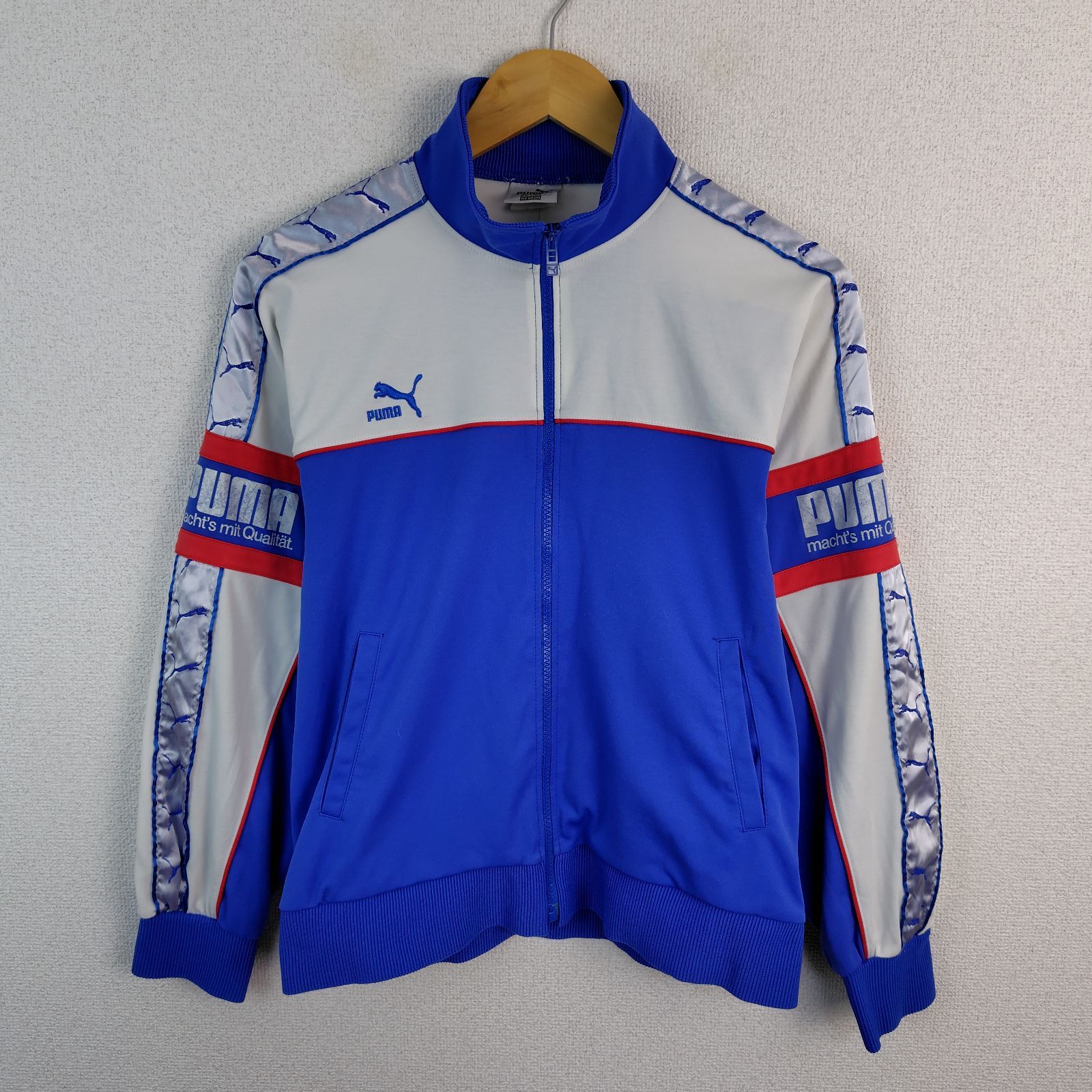 90s PUMA プーマ トラックジャケット ロゴプリント ブルー ホワイト 