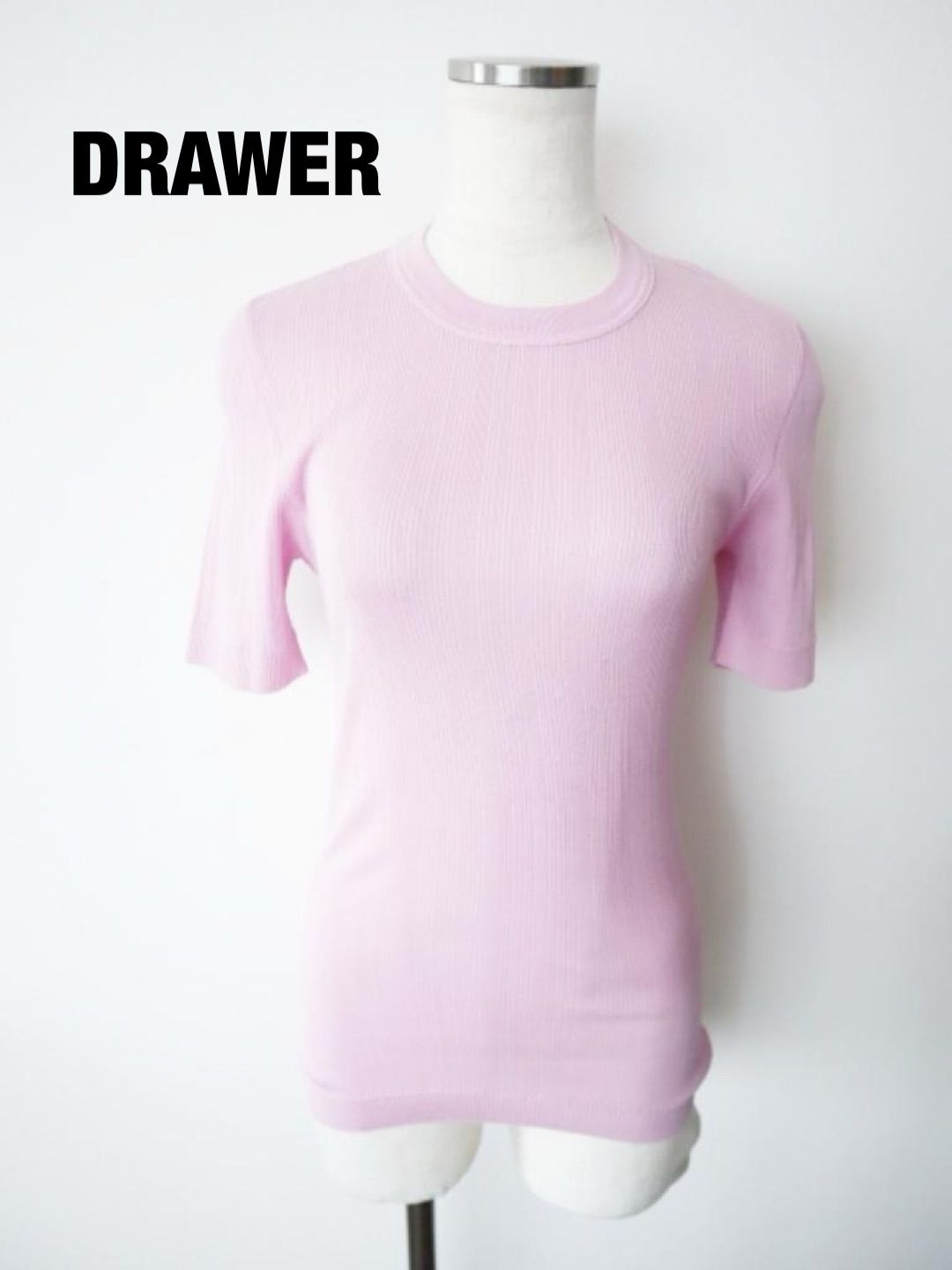 Drawerドゥロワー コットンハリヌキ　ノースリーブカットソー DRAWER ドゥロワー コットンハリヌキショーツスリーブ 定価24,200円
