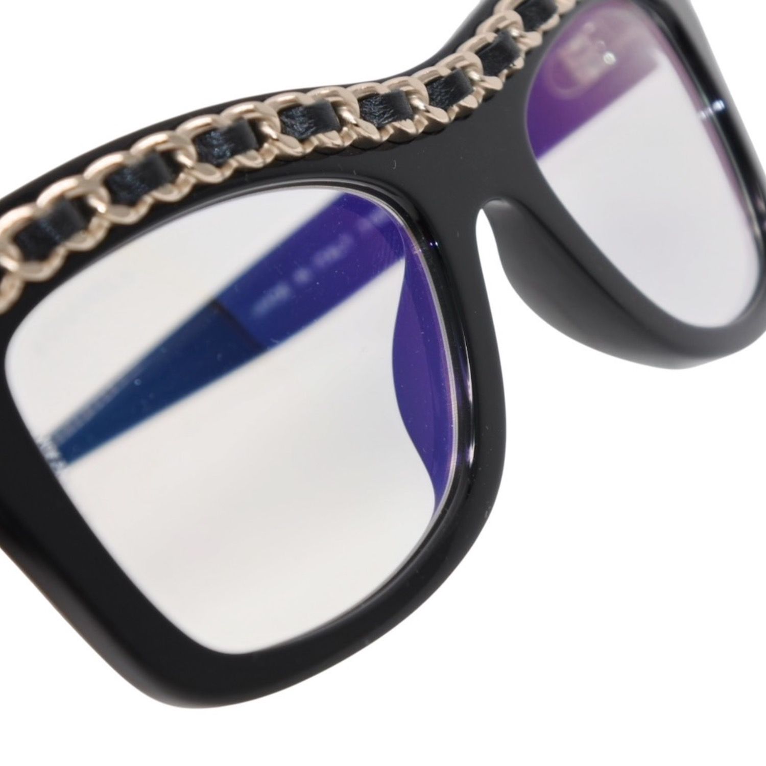 CHANEL シャネル 伊達メガネ アイウェア 71626A S0112 サイズS ココマーク チェーンフレーム ブラック ゴールド 美品 中古 4a001200 CHANEL シャネル 伊達メガネ アイウェア 71626A S0112 サイズS ココ