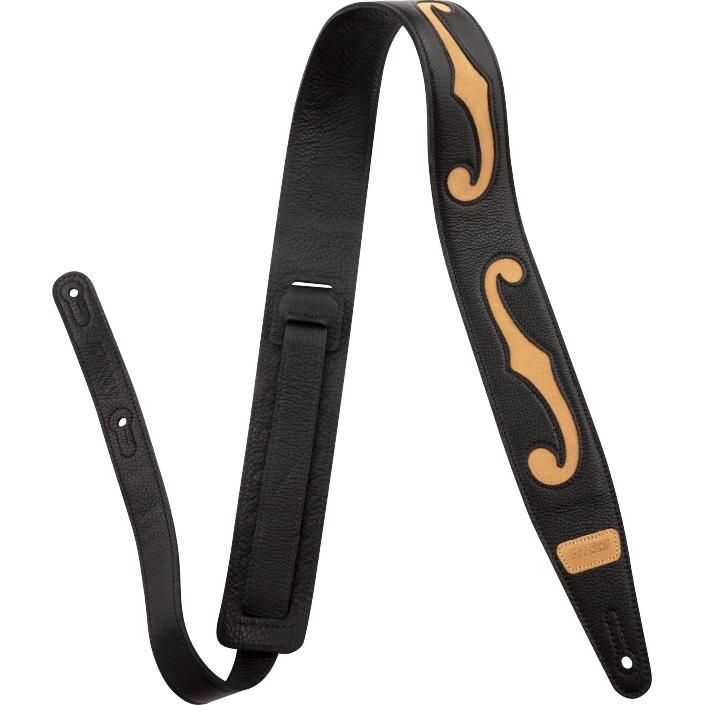 Gretsch F-Holes Leather Strap, Black and Tan, 3