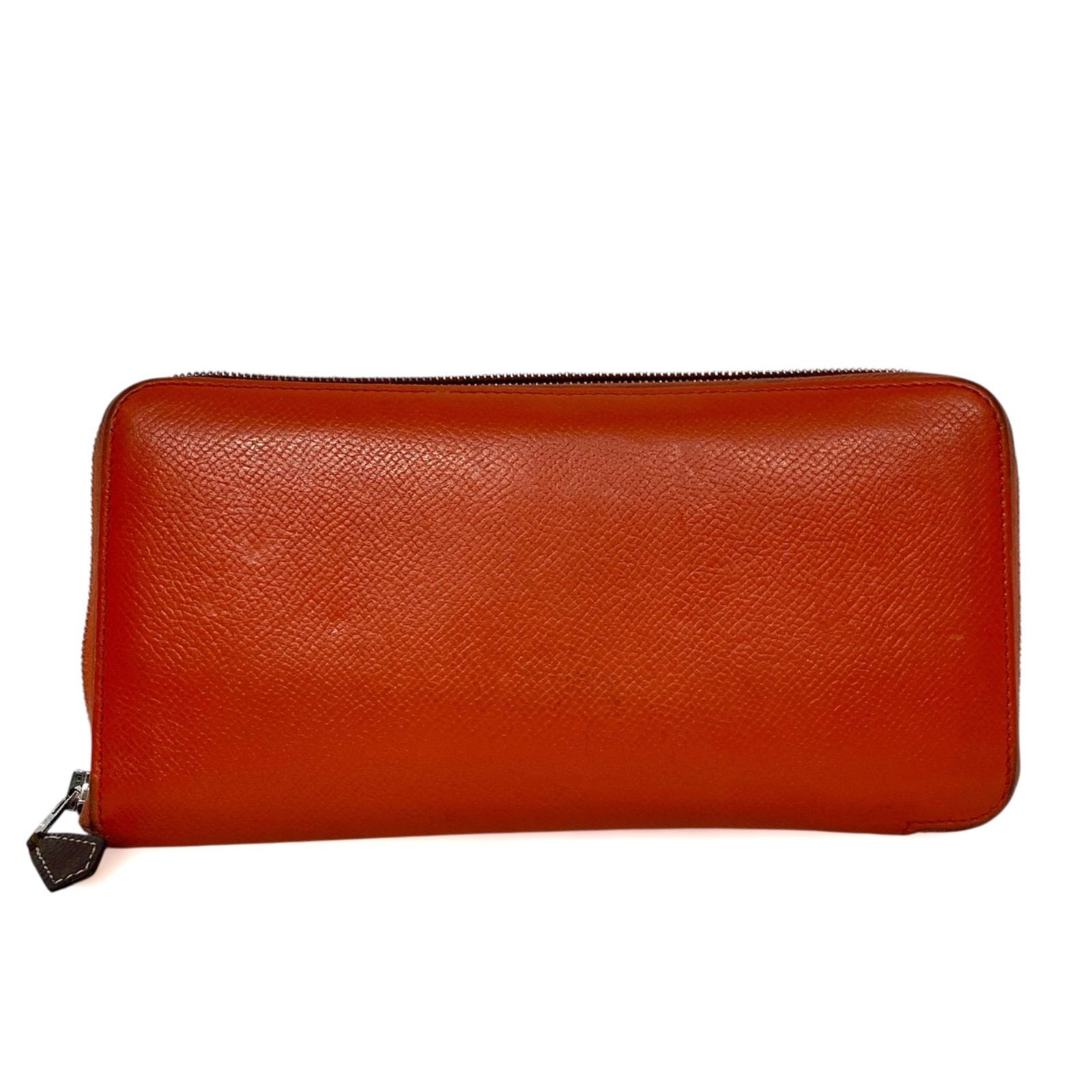 HERMES アザップ ロング シルクイン 長財布 サーモンピンク系×ブルー X刻印 HERMES AC0238
