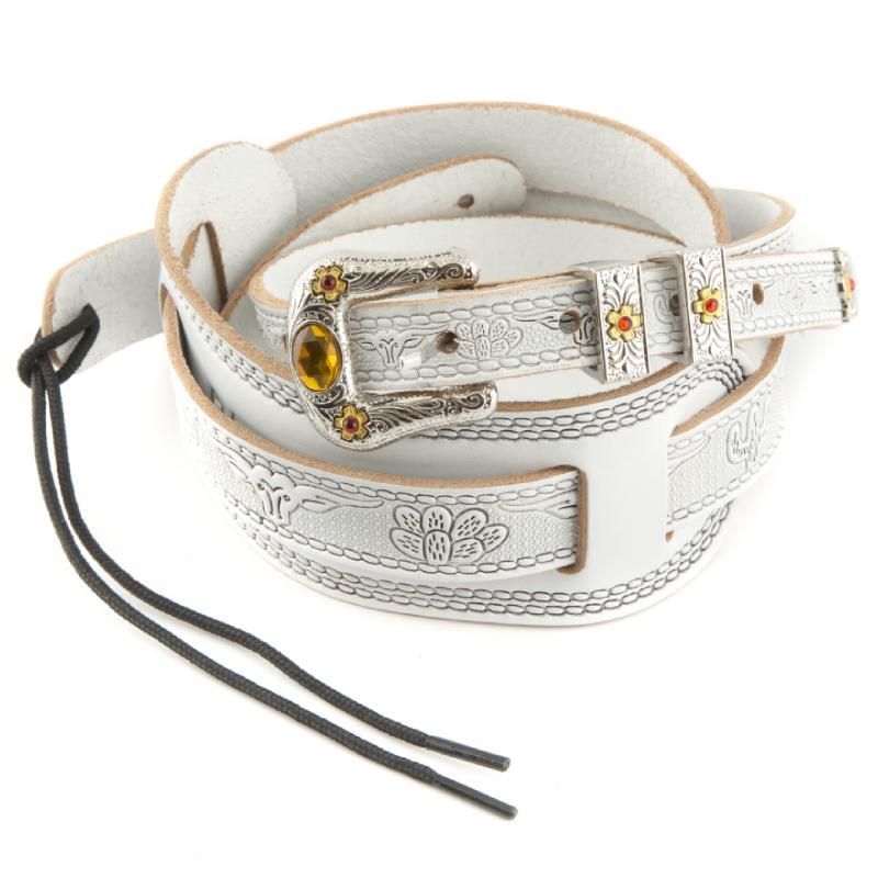 Gretsch Vintage Tooled Leather Guitar Strap, White ギターストラップ グレッチ
