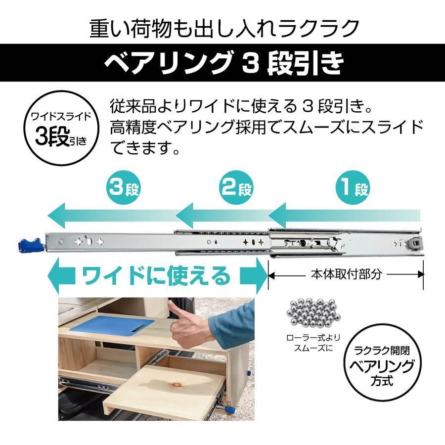 1400mm スライドレール 超重量用 引き出しスライドレール ロック付き 