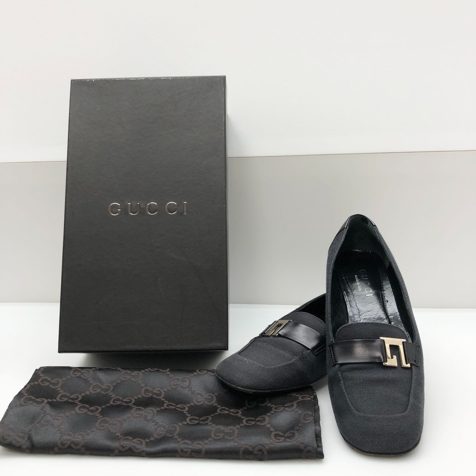 箱/袋付き】GUCCI レディース ローファー 361/2サイズ キャンバス 