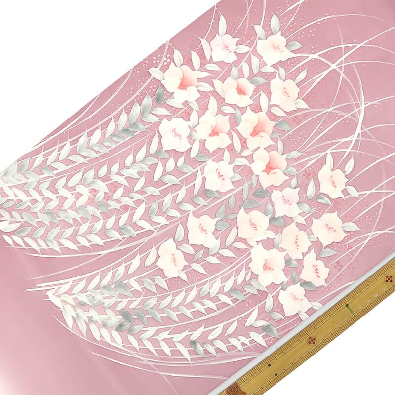 名古屋帯 なごや帯 正絹 お太鼓柄 九寸帯 桃紫 花柄 植物柄 上品