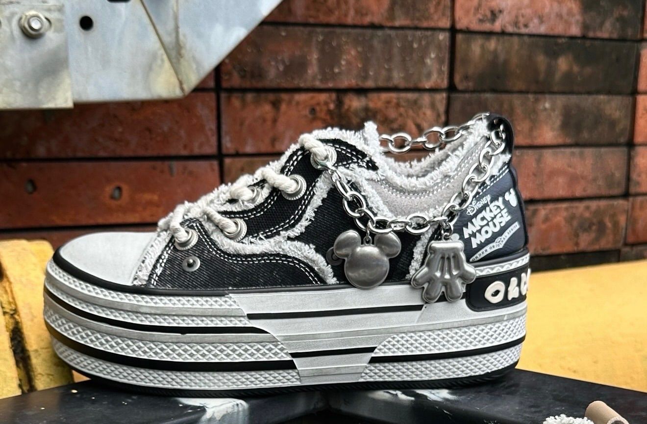 ☆ OLD ORDER ☆ OLD ORDER CANVAS Mickey 厚底 スニーカー大人気 ユニ