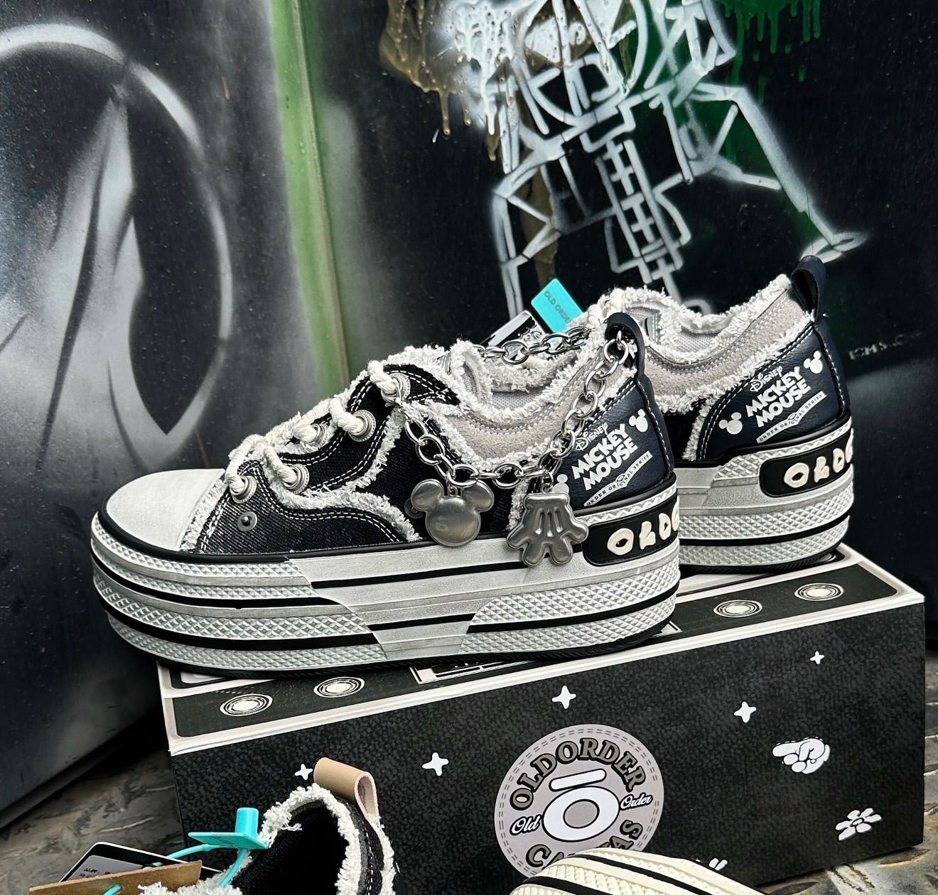 ☆ OLD ORDER ☆ OLD ORDER CANVAS Mickey 厚底 スニーカー大人気 ユニ