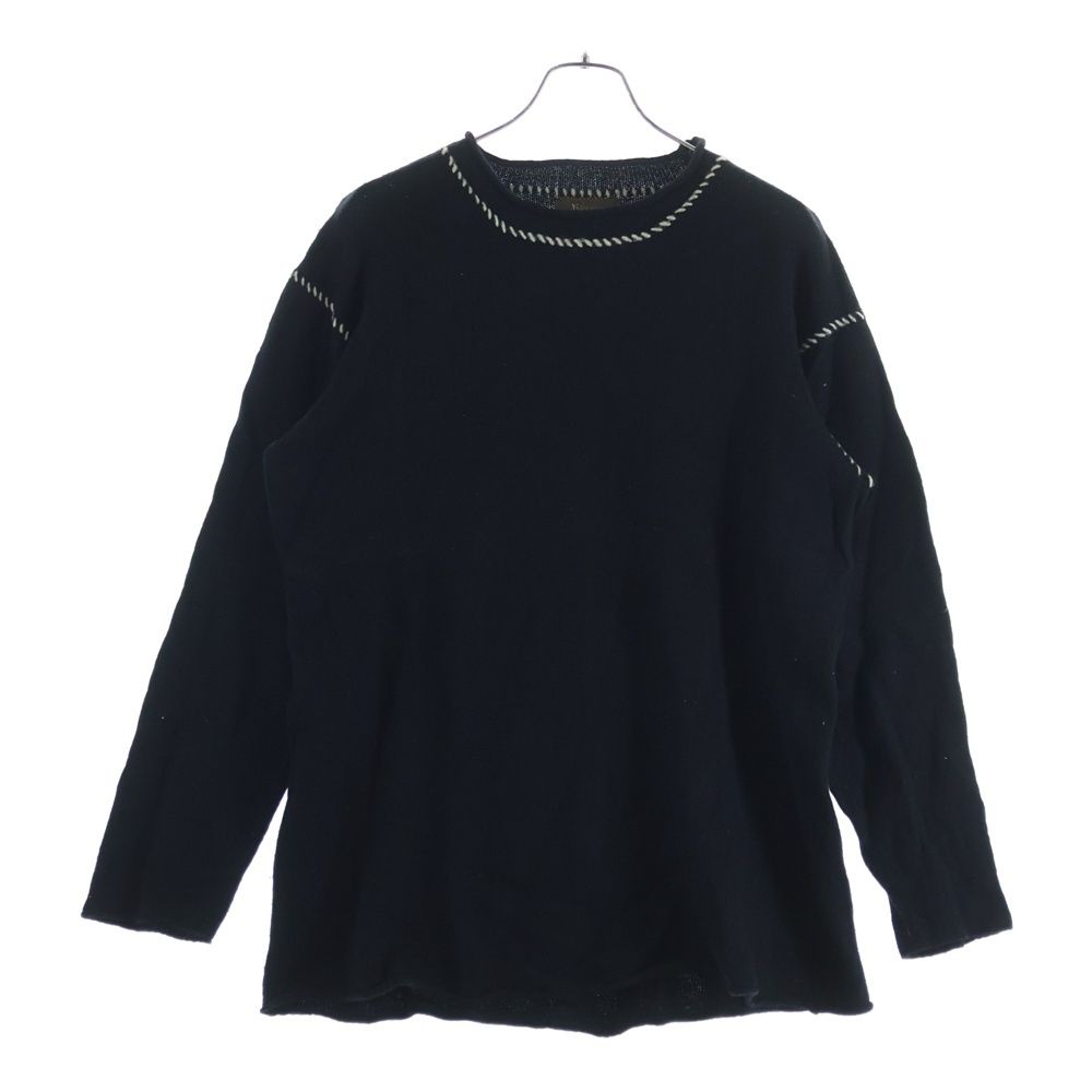 Y's for men ワイズフォーメン 90S ハンドステッチ クルーネック ニット セーター ブラック MH-K10-141 Y's for men (ワイズフォーメン) 90S ハンドステッチ クルーネック