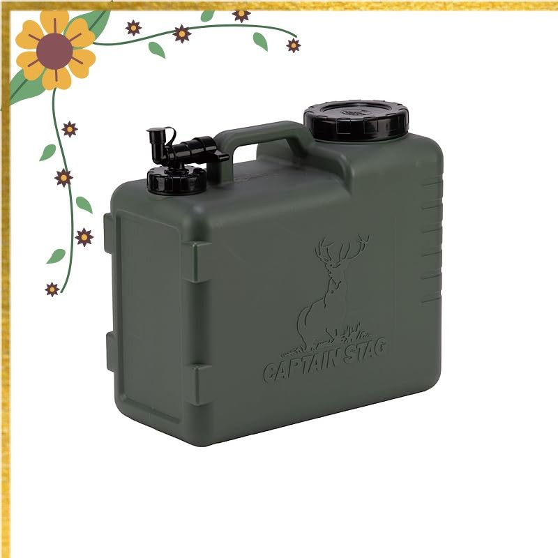 キャプテンスタッグ(CAPTAIN STAG) ポリタンク ウォータータンク ウォータージャグ 10L 蛇口付 取っ手付 オリーブ 日本製 ボルディ UE-2047 1
