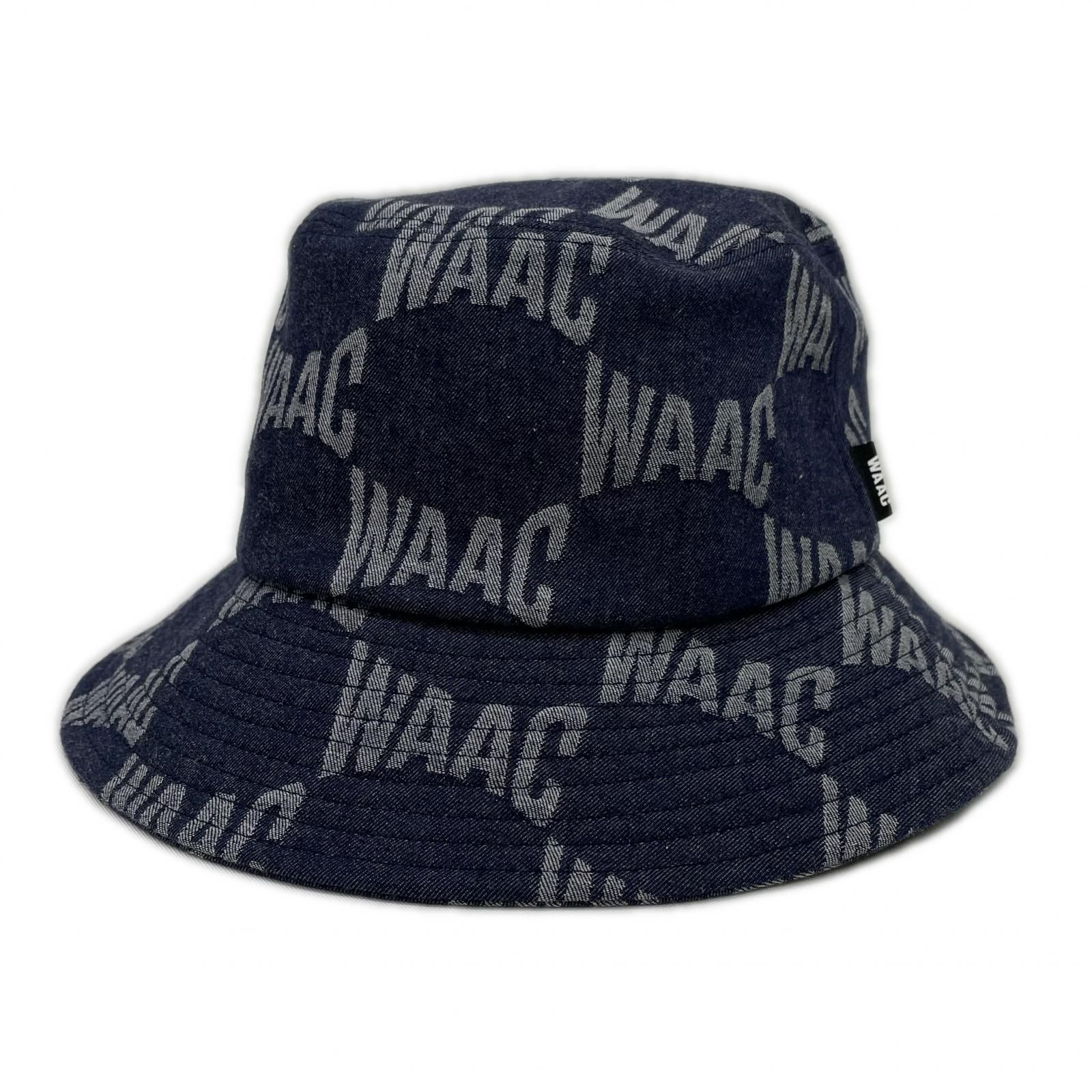中古 ワック WAAC バケットハット フリー ネイビー 紺 デニム風 ロゴ柄