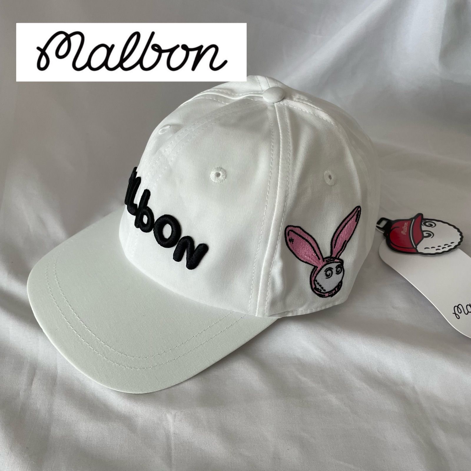 新品 マルボンゴルフ malbon golf 帽子 キャップ ホワイト - メルカリ