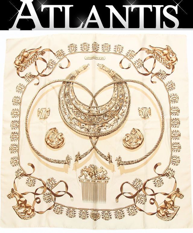 エルメス　スカーフ　黄金の騎士　ベージュ エルメス HERMES カレ90 大判スカーフ LES CAVALIERS D'OR 黄金の騎士