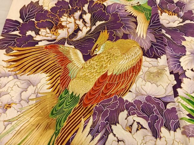 平和屋着物□豪華振袖 駒刺繍 鳳凰花文 金彩 正絹 逸品 BAAX4547mz