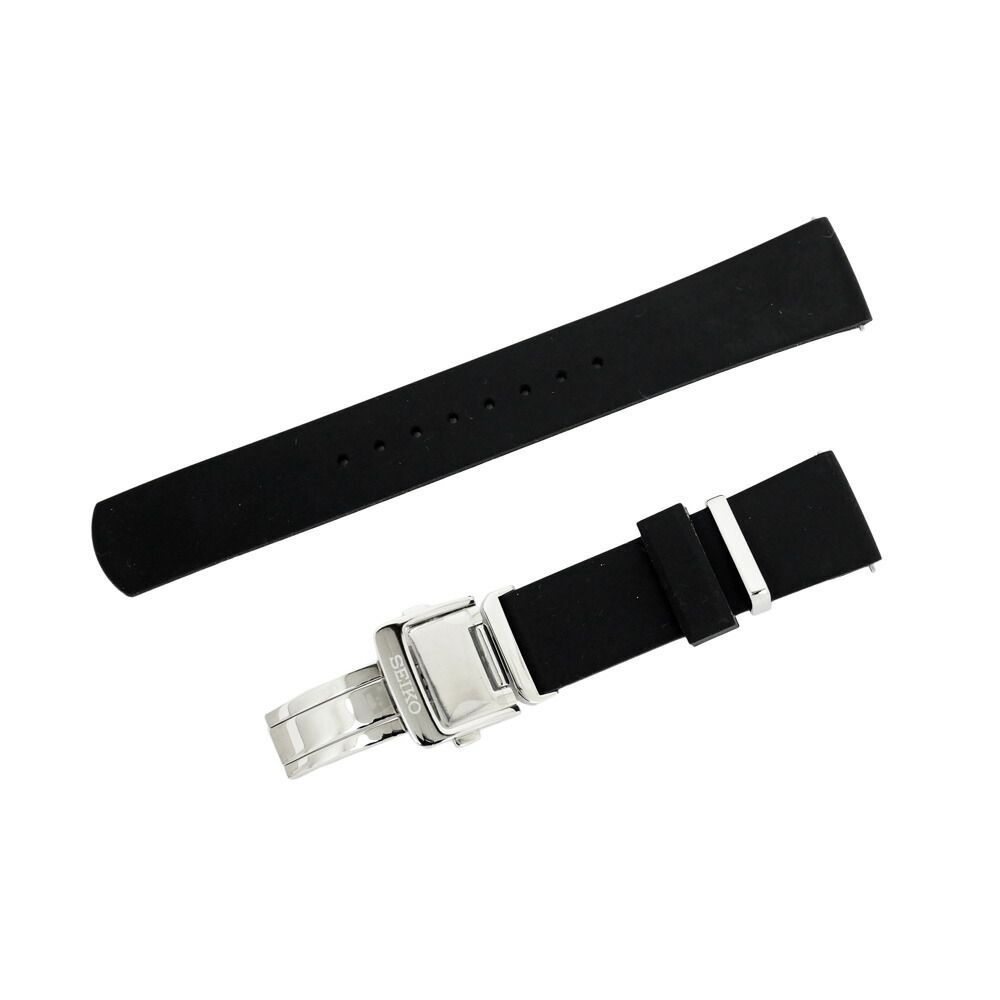 [Meito] Seiko D Buckle Replacement Belt, Black, Silver Hardware, Urethane Lug, Width 18mm, Watch Parts, Accessories, Watch Straps, Watch Accessories