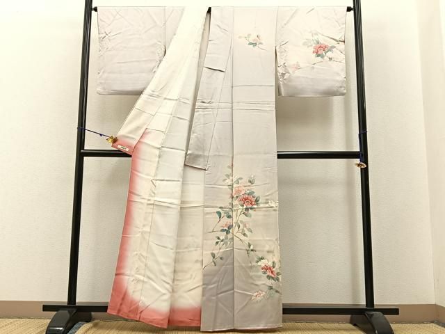 平和屋着物●訪問着　友禅　草花文　暈し染め　金彩　正絹　逸品　AABH9657ph 平和屋着物□訪問着 友禅 枝花文 暈し染め 正絹 逸品 BAAW9687hj