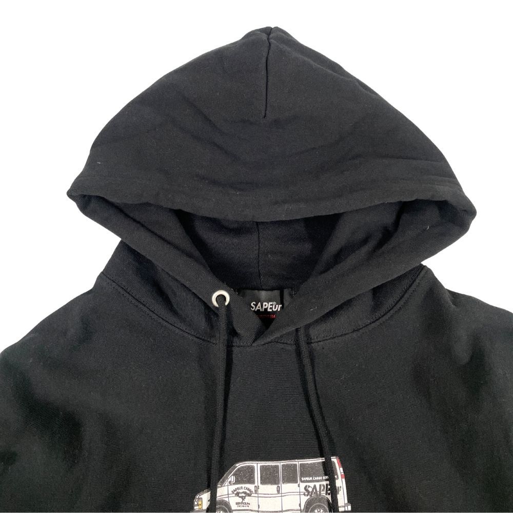 SAPEur サプール プリント スウェット パーカー ブラック サイズ M 