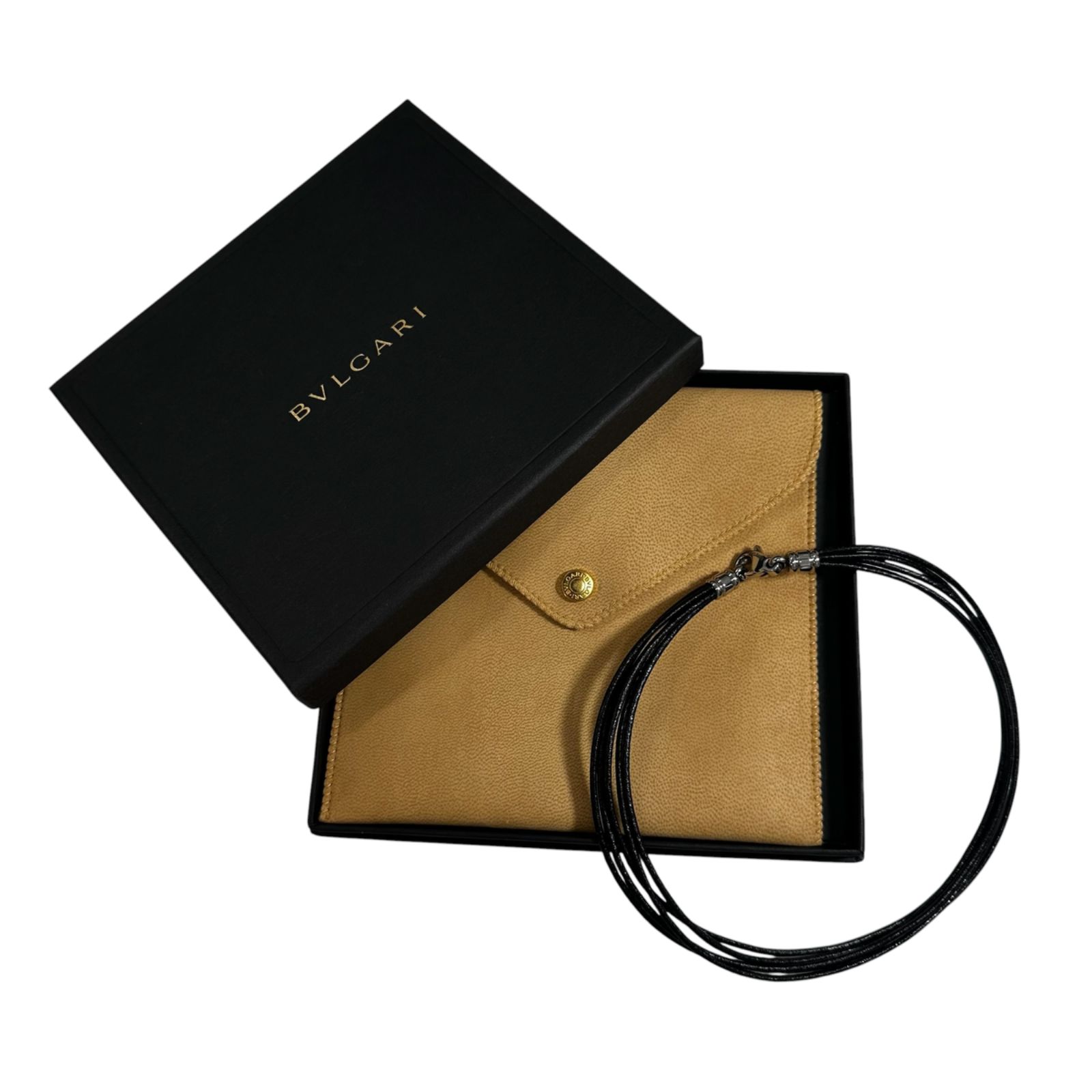 BVLGARI 5連ブラックチョーカー箱あり ✨美品✨BVLGARI ブルガリ ブラック5連 レザー チョーカー ネックレス