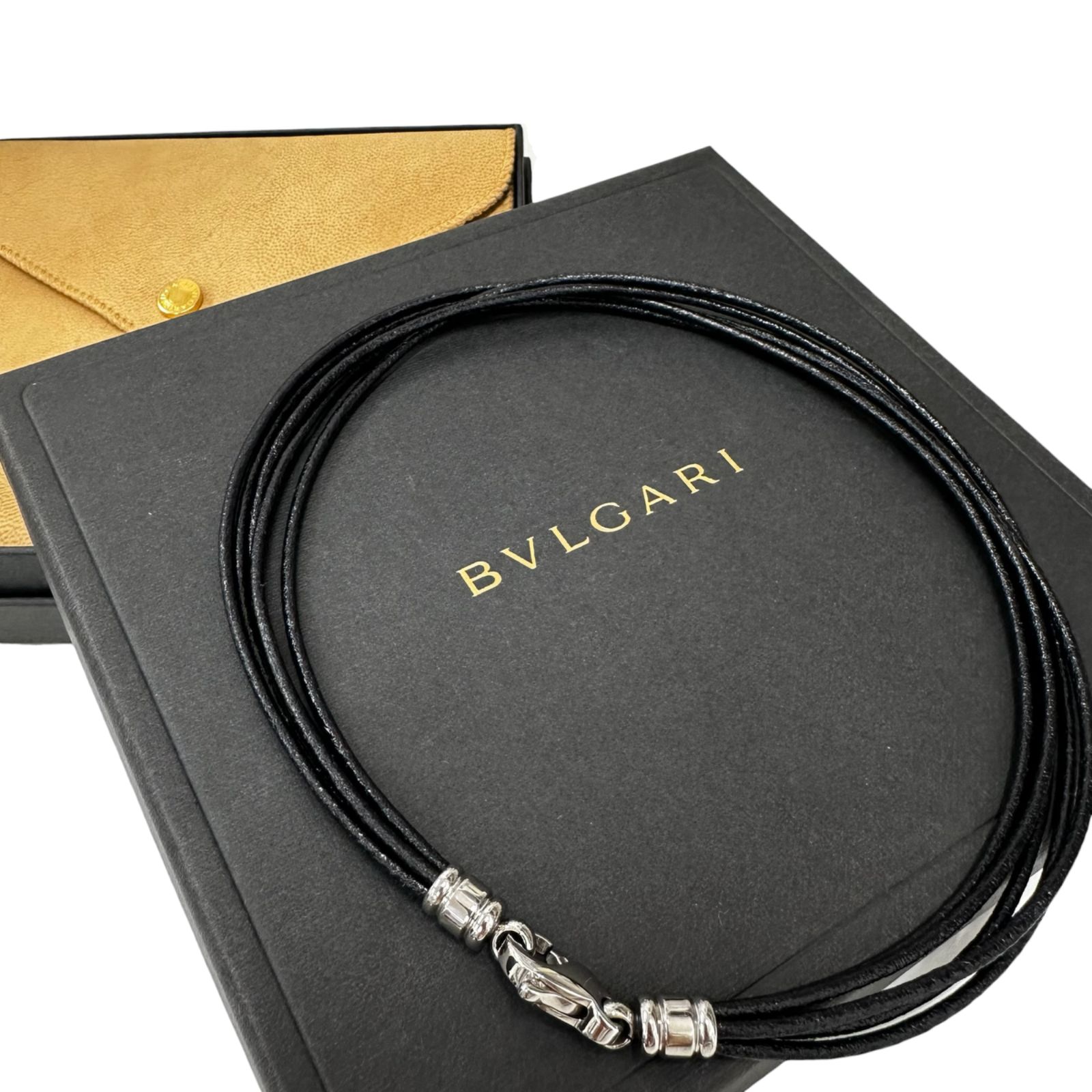 ✨美品✨BVLGARI ブルガリ ブラック5連 レザー チョーカー ネックレス