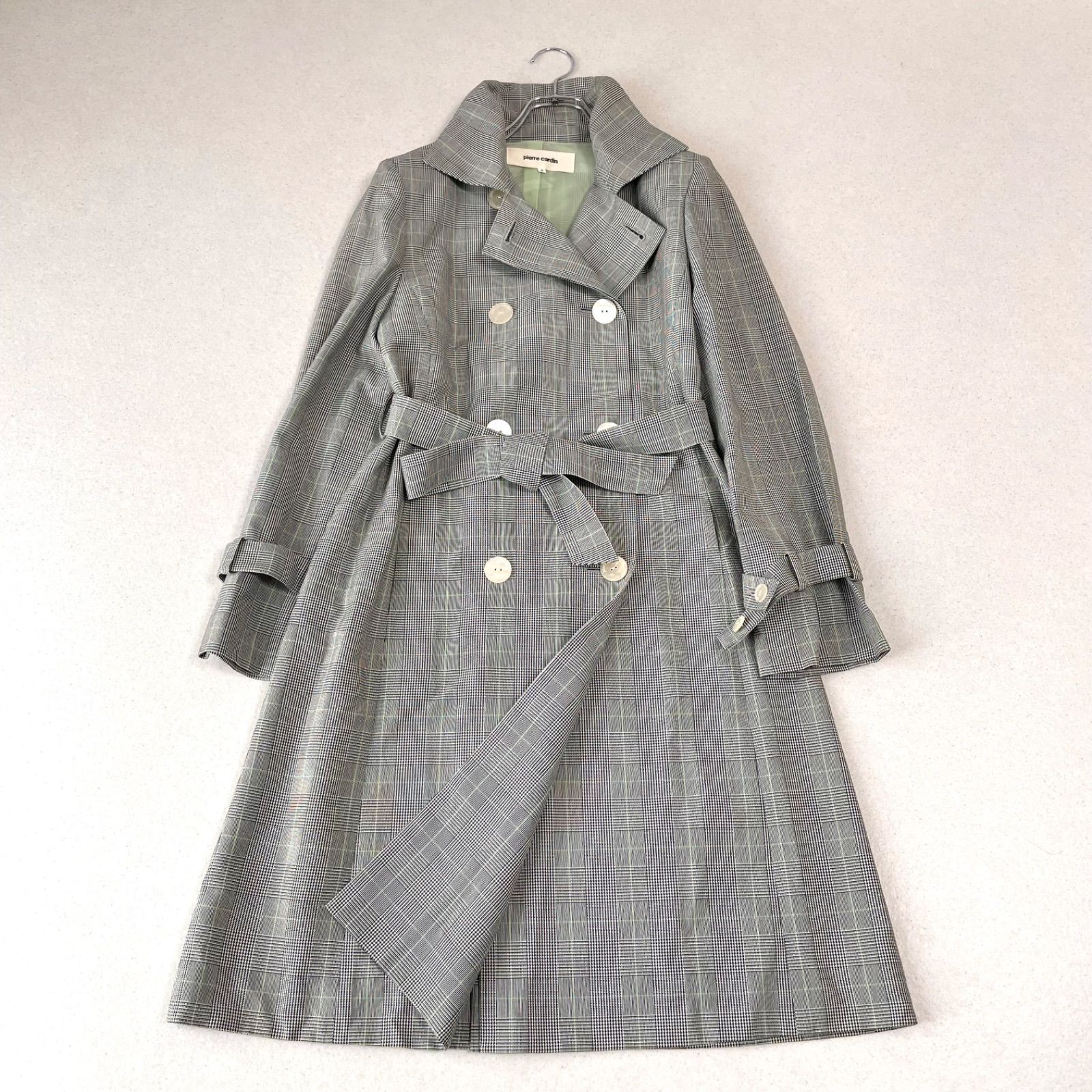 pierre cardin ピエール・カルダン トレンチコート ベルト付 pierre cardin ピエールカルダン グレンチェック リボンベルト付き