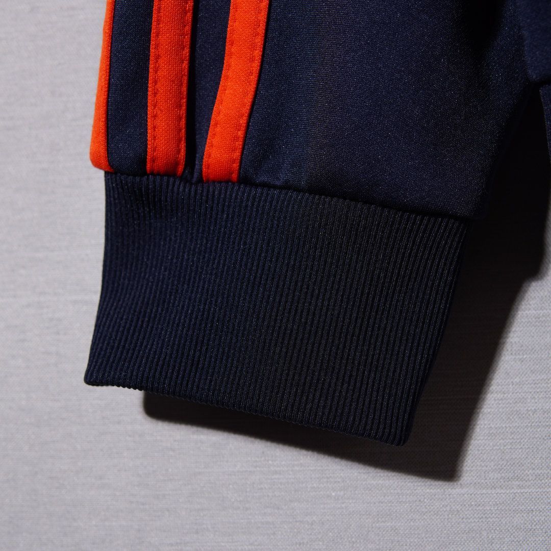 アディダス adidas トラックジャケット L ネイビー オレンジ ロゴ刺繍