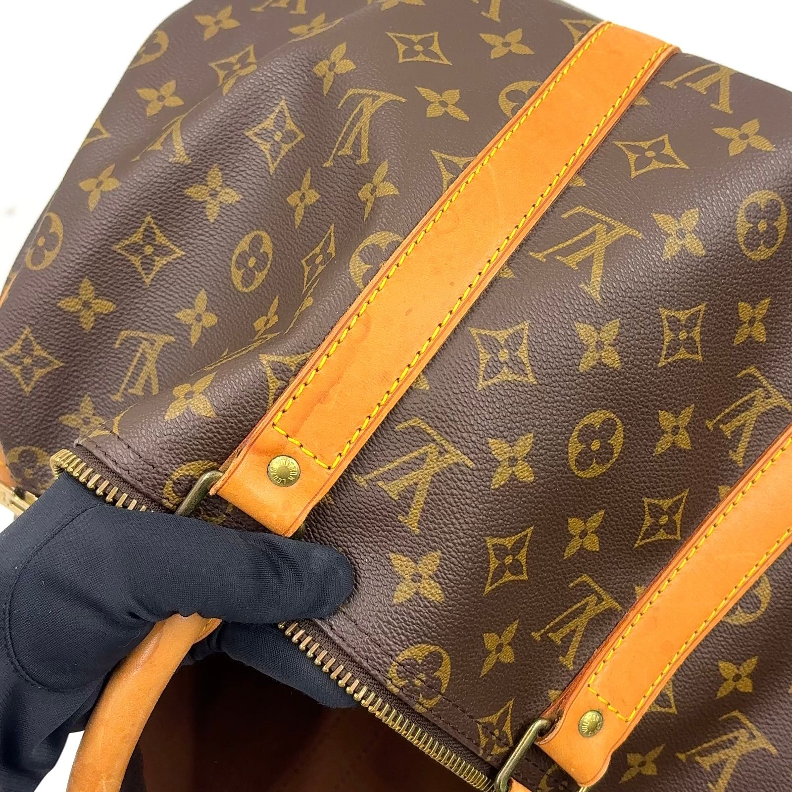 LOUIS VUITTON キーポル50 モノグラム モノグラム レザー×PVC ブラウン 