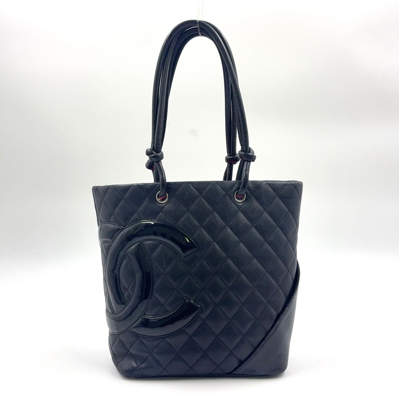 CHANEL カンボンライン ミディアム レザー×エナメルレザー ブラック