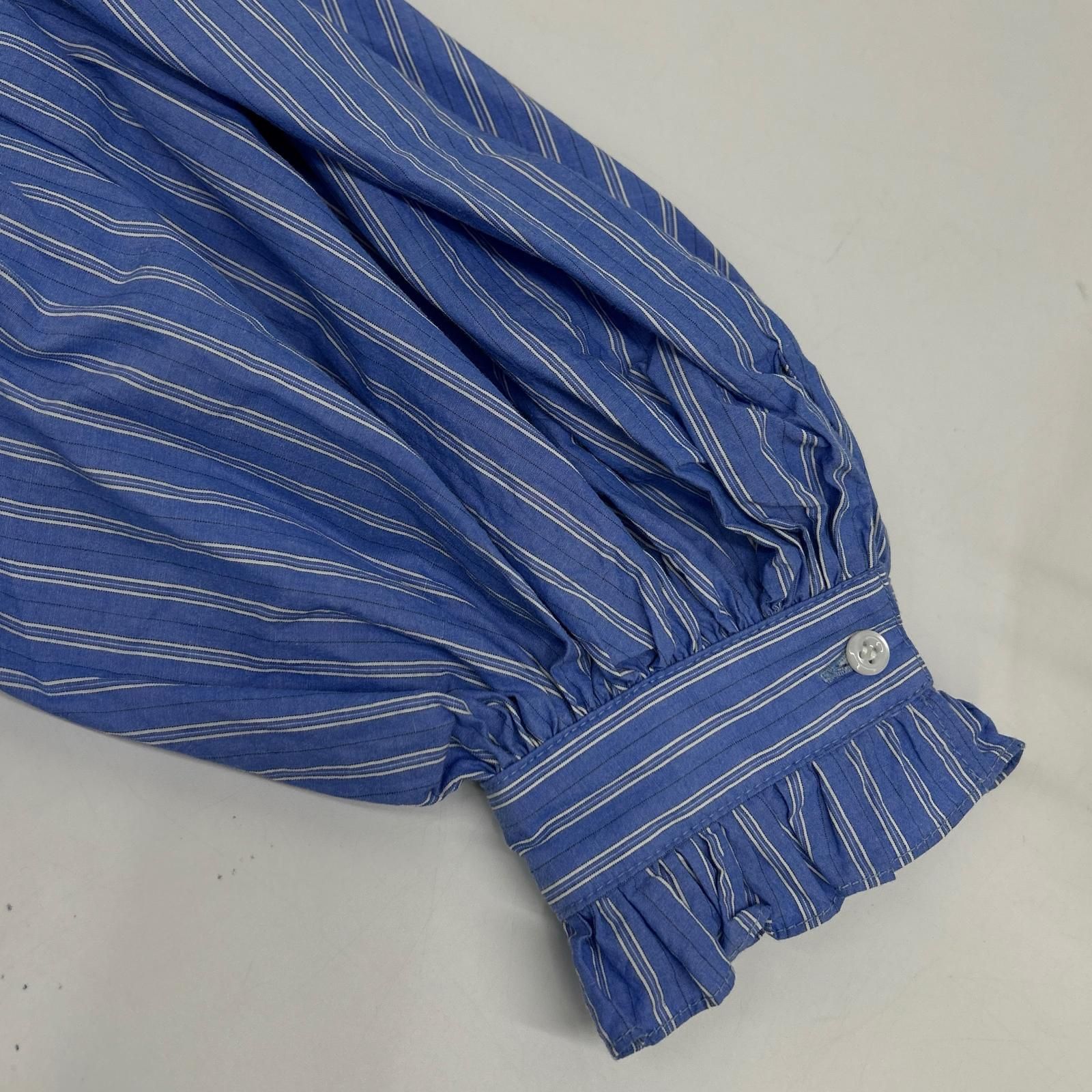 PALE JUTE ペールジュート  PJ-2024AW-03 ﾗｲﾄﾌﾞﾙｰ Long tail shirt ｽﾄﾗｲﾌﾟﾌﾘﾙｼｬﾂﾌﾞﾗｳｽ F PALE JUTE ペールジュート PJ-2024AW-03 ﾗｲﾄﾌﾞﾙｰ Long tail shirt