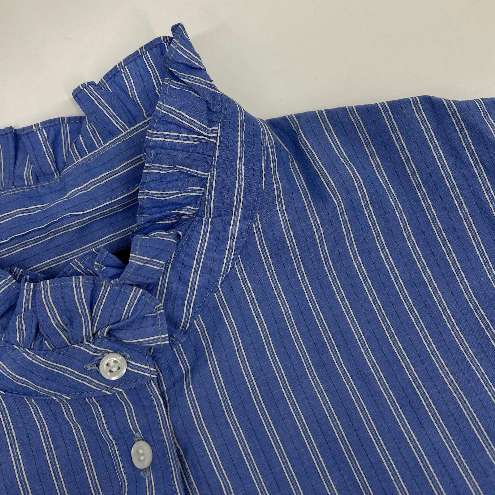 PALE JUTE ペールジュート  PJ-2024AW-03 ﾗｲﾄﾌﾞﾙｰ Long tail shirt ｽﾄﾗｲﾌﾟﾌﾘﾙｼｬﾂﾌﾞﾗｳｽ F PALE JUTE ペールジュート PJ-2024AW-03 ﾗｲﾄﾌﾞﾙｰ Long tail shirt