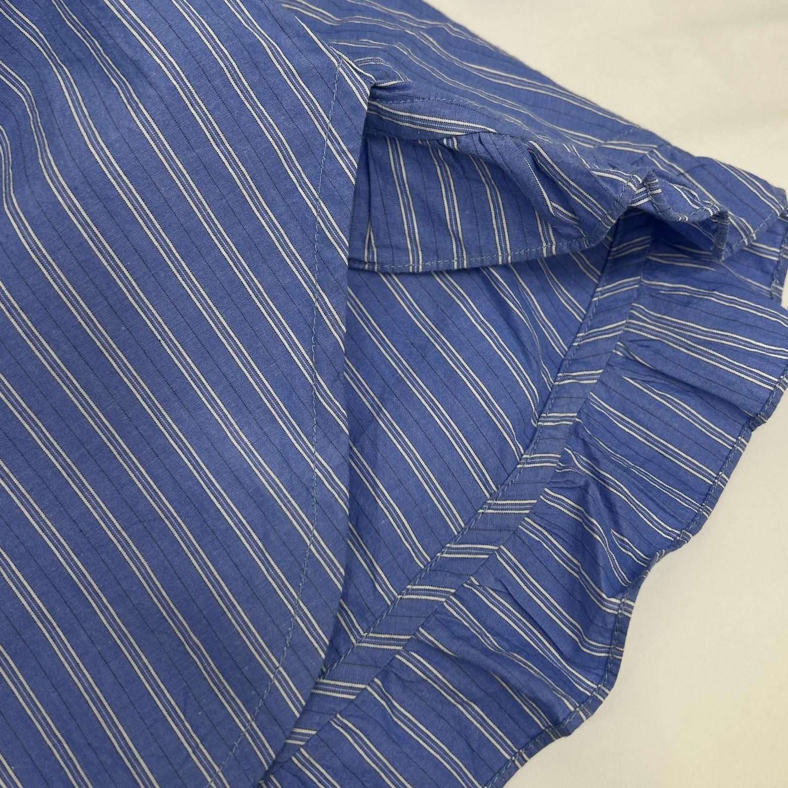 PALE JUTE ペールジュート  PJ-2024AW-03 ﾗｲﾄﾌﾞﾙｰ Long tail shirt ｽﾄﾗｲﾌﾟﾌﾘﾙｼｬﾂﾌﾞﾗｳｽ F PALE JUTE ペールジュート PJ-2024AW-03 ﾗｲﾄﾌﾞﾙｰ Long tail shirt