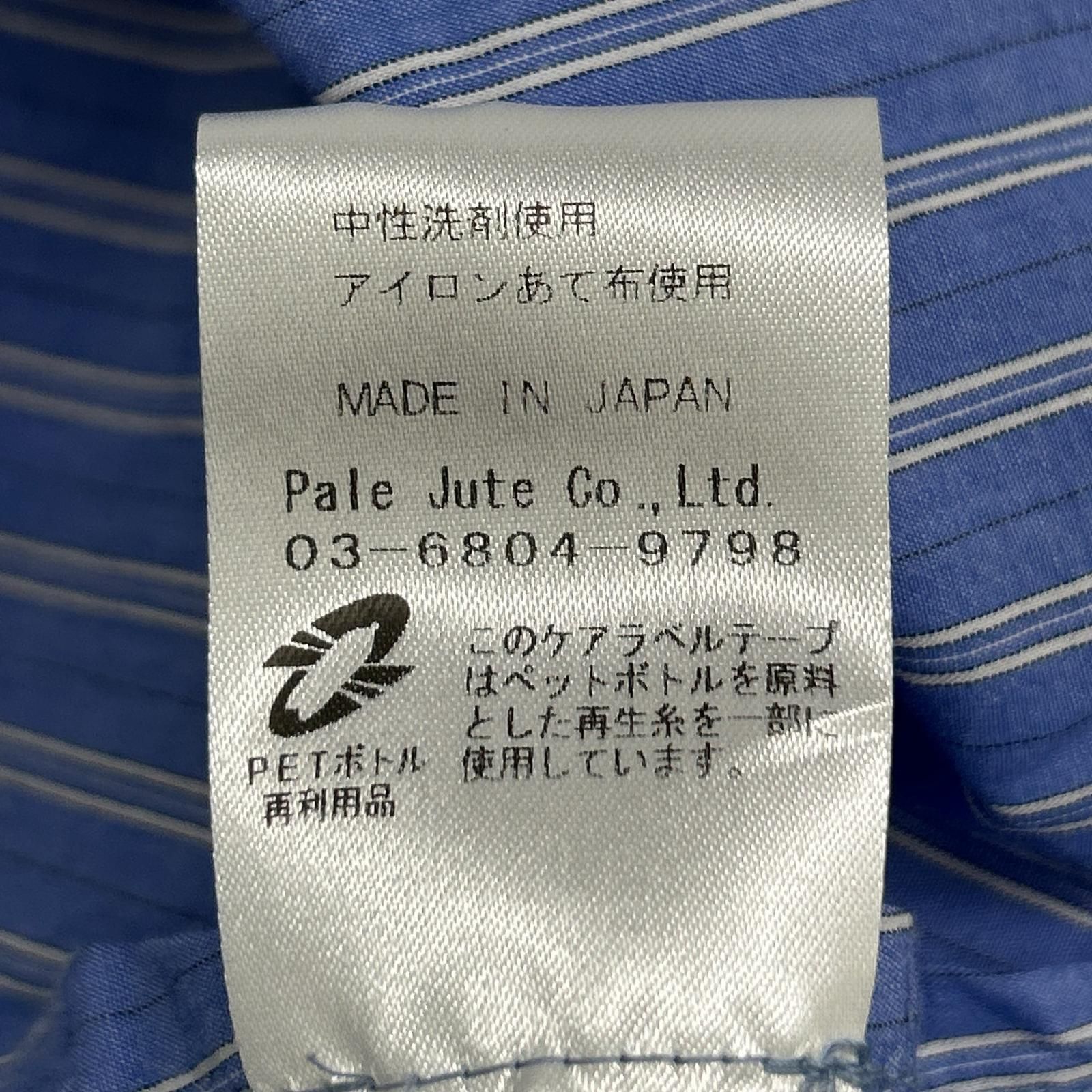PALE JUTE ペールジュート  PJ-2024AW-03 ﾗｲﾄﾌﾞﾙｰ Long tail shirt ｽﾄﾗｲﾌﾟﾌﾘﾙｼｬﾂﾌﾞﾗｳｽ F PALE JUTE ペールジュート PJ-2024AW-03 ﾗｲﾄﾌﾞﾙｰ Long tail shirt
