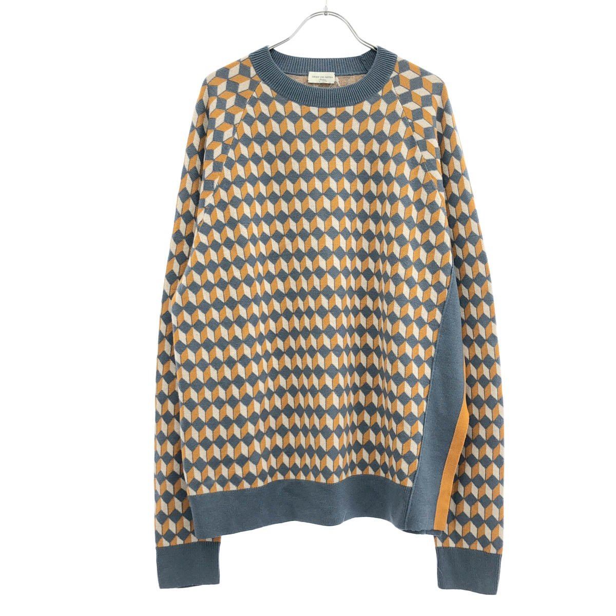 DRIES VAN NOTEN ドリスヴァンノッテン サイドスリットジオメトリックニットプルオーバー PO232-42 ミックスカラー M DRIES VAN NOTEN ドリスヴァンノッテン サイドスリットジオメトリック
