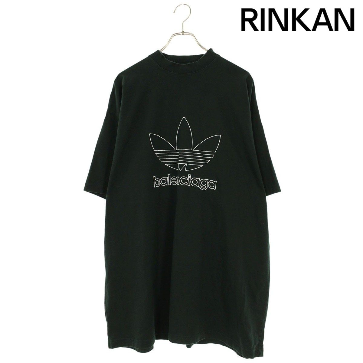 バレンシアガ　レディースTシャツ BALENCIAGA (バレンシアガ) ダメージ加工 ミラーロゴ クルーネック