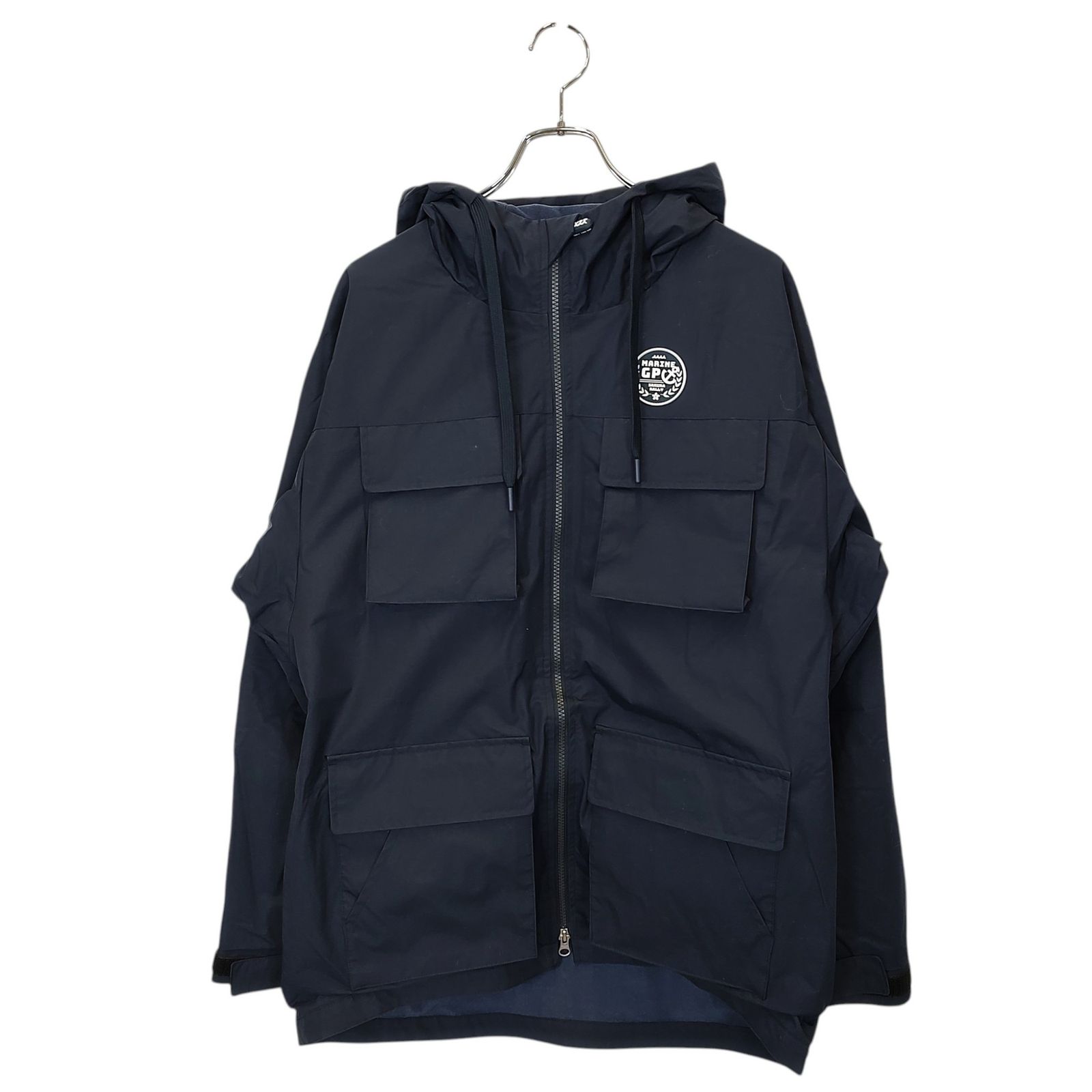 ムータマリンゴルフ ロゴ 多数 ナイロンフーディーブルゾンジャケット L WEB限定］ブリヂストンゴルフ × muta MARINE BIG STUDIUM JACKET