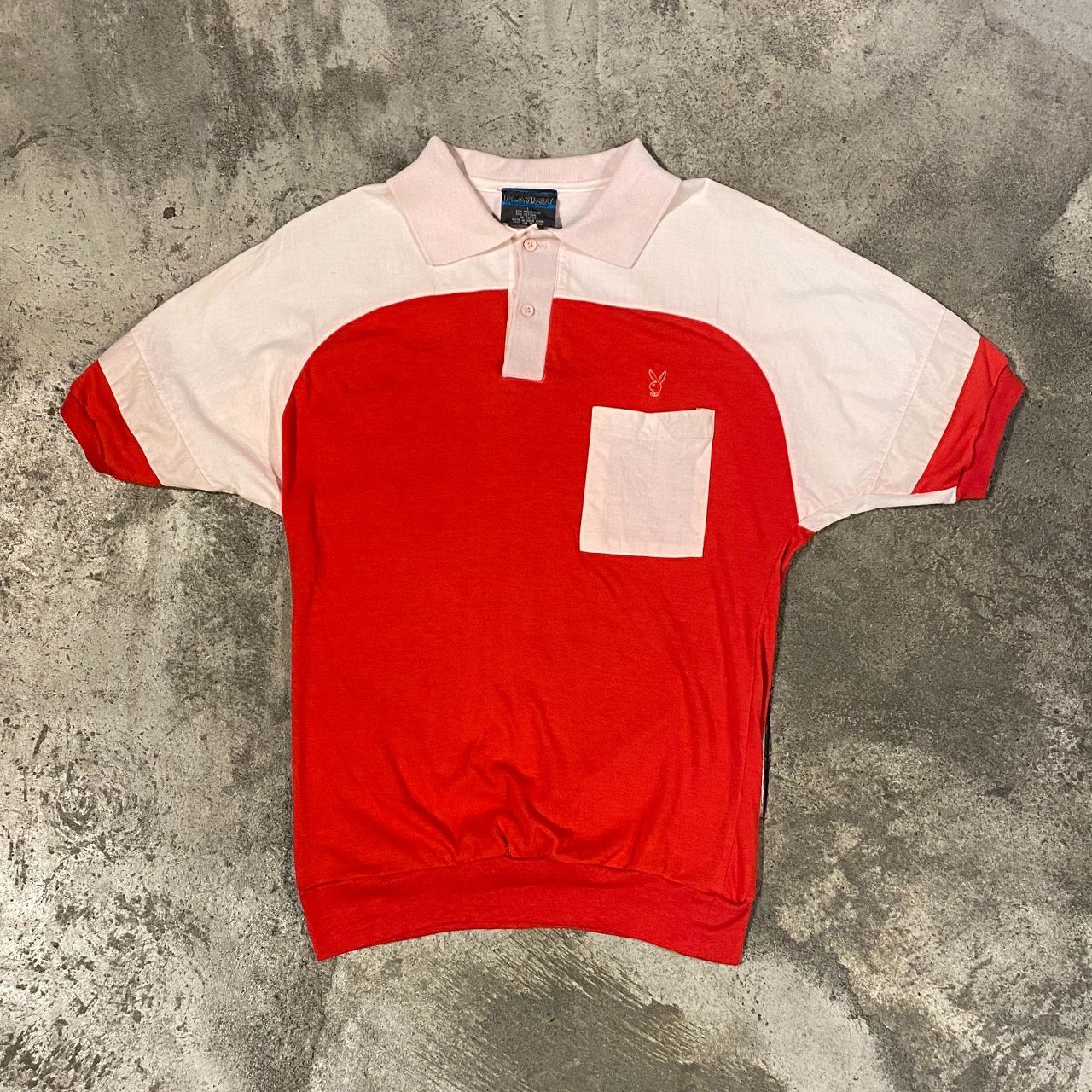 90s PLAYBOY S/S POLO SHIRT プレイボーイ 半袖 切り替え ポロシャツ 