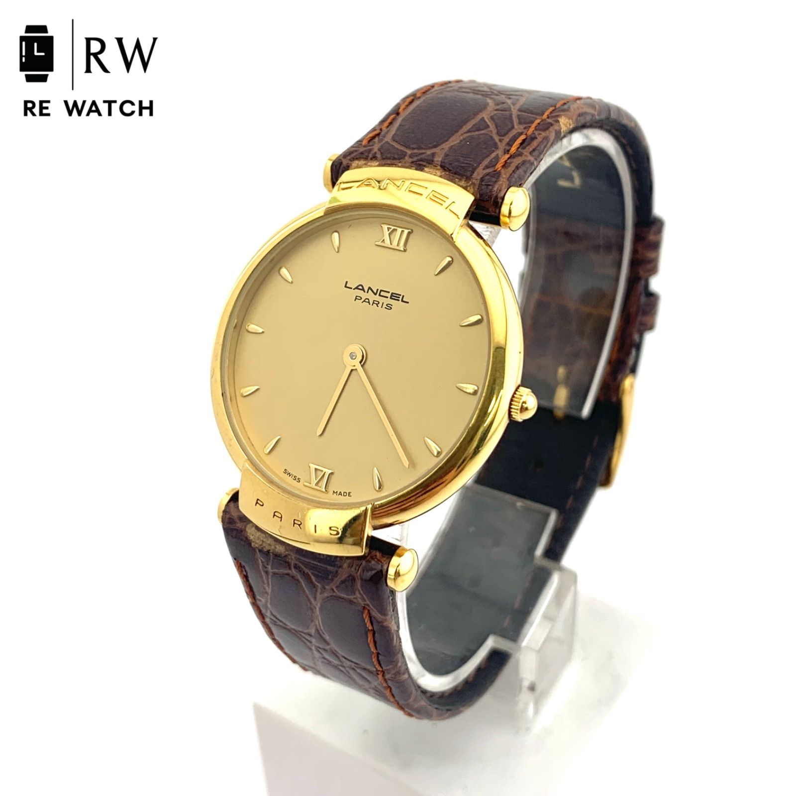 中古】LANCEL 8602 Swiss Made 腕時計 ゴールド/ブラウン - メルカリ